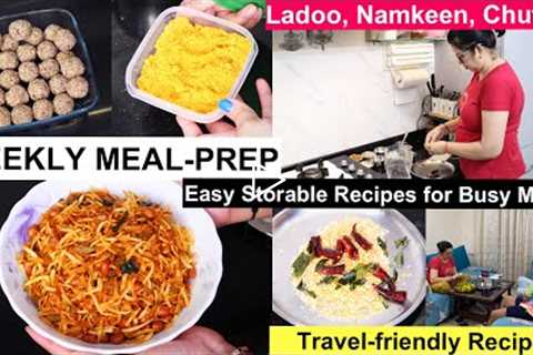 Weekly MEAL-PREP Recipes | Aloo Namkeen, Dry Fruit & Seeds Ladoo, Idli Chutney, Podi | Snacks..