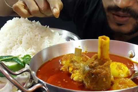 Spicy Mutton Curry Rice Eating Show Indian Food Mutton Lal jhol Vat Challenge Asmr Mukbang Egg Curry