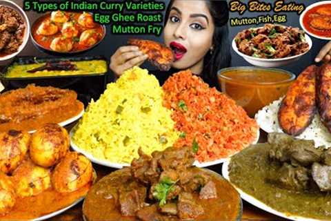 ASMR Eating Spicy Mutton Liver Curry,Dal Tadka,Fish Fry,Egg,Jeera Rice Big Bites ASMR Eating Mukbang