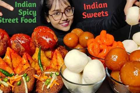 Eating Rasgulla, Gulab Jamun, Samosa | Indian Sweets,Street Food | Asmr Eating | Mukbang | Big Bite