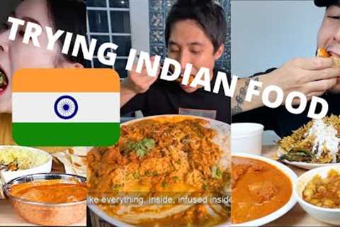 MUKBANGERS AROUND THE WORLD ✈️ TRYING INDIAN FOOD ❤️PART 1- EXTREME BIG BITES 😍