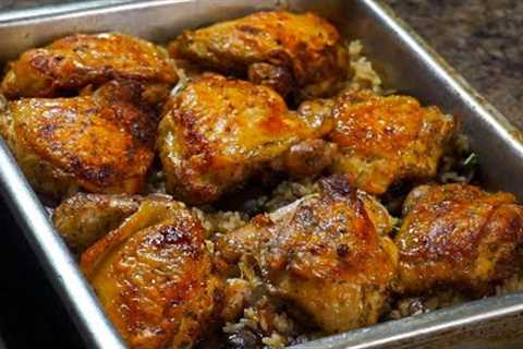 The Best Oven Baked Chicken and Rice EVER!!! | Baked Chicken Recipe