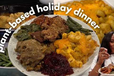 plant based holiday dinner |mac & cheese, dressing, collard greens, gravy| Thanksgiving &..