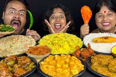 Street Food Eating Challenge - Fried Rice, Chilli Chicken, Lolipop, Pulao, Panner Butter Masala😍