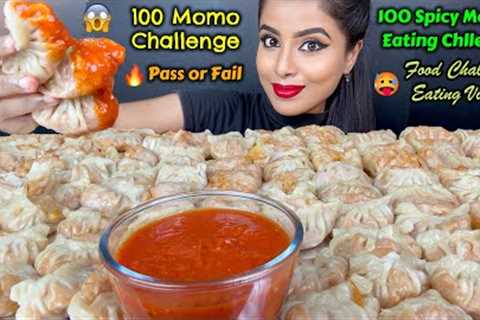 Eating 100 Spicy Momos Dumplings Eating challenge | Indian Street Food ASMR Eating Mukbang Video