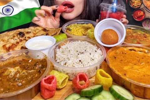 ASMR INDIAN FOOD MUKBANG (No Talking) TRYING VEGETARIAN THALI | EATING SOUNDS