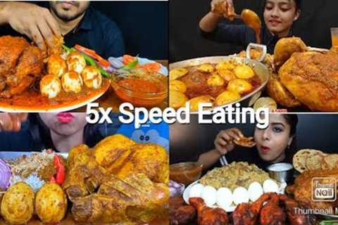 5x Speed Eating || Whole Chicken Curry Eating || Indian Food Mukbang || ASMR || Indian Food ASMR ||