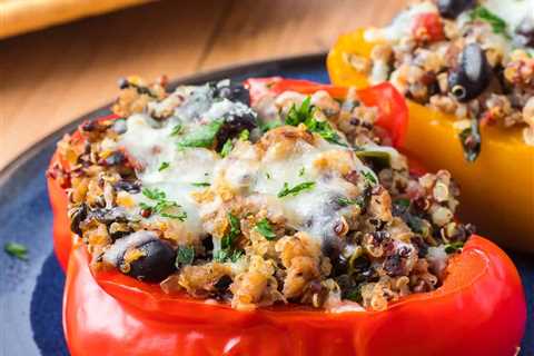 Quinoa, Black Bean, and Turkey Stuffed Peppers