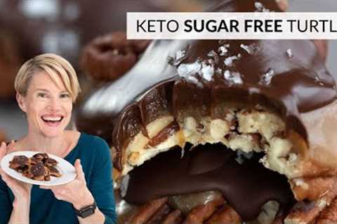 Gooey KETO PECAN TURTLES Recipe - Easy no sugar recipe!