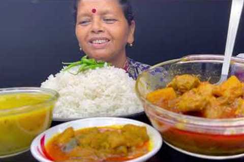 BIGBITES,EATING RICE WITH BOK FISH CURRY,SPICY 🔥🔥 CHICKEN GIZZARD KOSHA।।