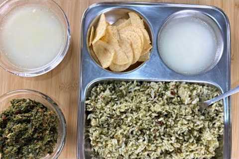 Simple and tasty coriander rice with buttermilk rasam | Coriander chutney recipe