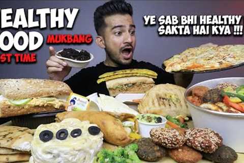 FIRST TIME HEALTHY FOOD MUKBANG PIZZA, CHOLE KULCHE, BROWNIE, ALFREDO SPAGHETTI, PARATHA, DUBAI ROLL