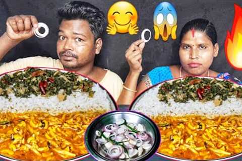 eating show | Traditional healthy food recipe | asmr mukbang salad  mushroom curry saag rice eating