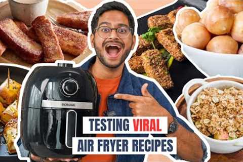 TESTING *VIRAL*AIR FRYER RECIPES😱EPIC RESULTS…FRENCH TOAST, PAPAD ROLL, DONUT, FETTA PHYLLO BITES