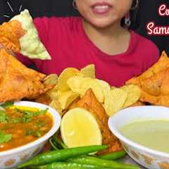 Cooking & Eating Samosa with Ghugni & Raita | Samosa Chaat | Recipe | Street Food | Mukbang ..