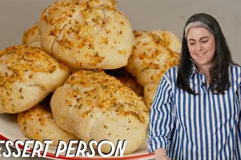 CLAIRE SAFFITZ MAKES DELICIOUS (NOT PERFECT) GARLIC KNOTS | DESSERT PERSON