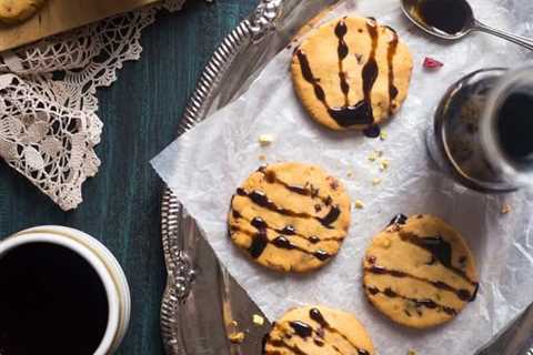 Cranberry Pistachio Gluten Free Shortbread Cookies with Balsamic Reduction {Vegan + Paleo}