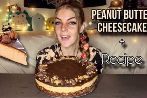 PEANUT BUTTER CHEESECAKE MUKBANG + RECIPE! (Vegan)