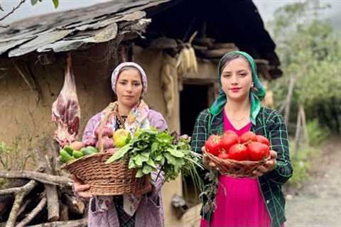 Cooking Rice and Tomatoes Stuffed with Lamb Meat Recipe in Village Kitchen