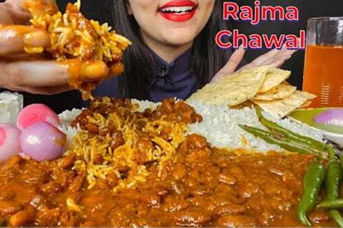 ASMR EATING RAJMA CHAWAL with RAITA AND PAPAD | INDIAN FOOD | MUKBANG | SPICY FOOD | EATING SOUNDS