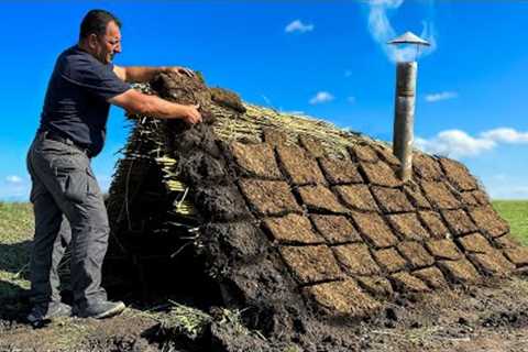 Built a House out of Clay and Wood in the Wild! Delicious Lamb Dinner for Everyone