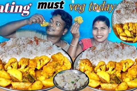 eating show | must tasty veg with rice eating | rice veg mukbang | big bites eating show