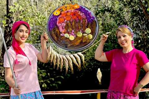 Wood carp with sumac pilaf and spices in beautiful village