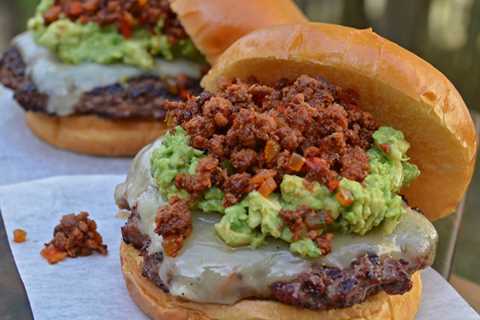 Avocado, Chorizo, and Pepper Jack Cheeseburger