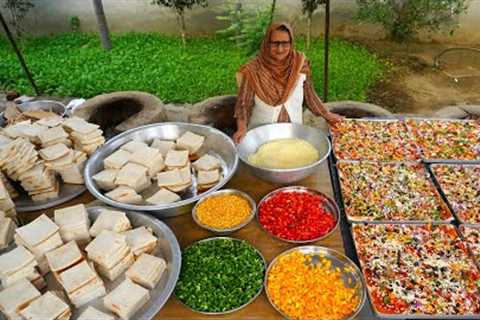 500 Bread Pizza Prepared By Our Granny | Village food | Pizza | Indian street food | Veg Recipes