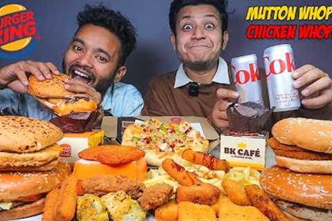 Burger King Full Menu Mukbang Mutton & Chicken Whopper, Veg Double Patty Burger, Hasbrowns..