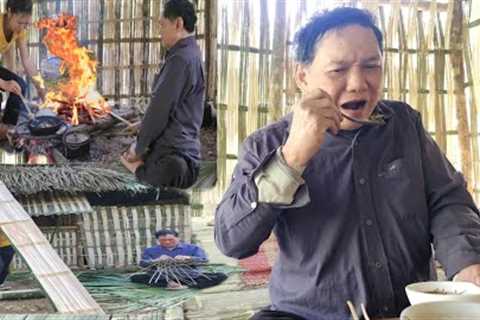 Completing the bamboo house floor for  a father and son with disabilities - Cooking-Rural life.