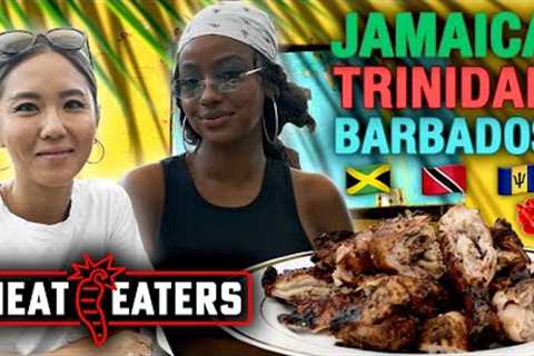 EPIC Caribbean Food Tour! SPICY Jerk Chicken, Oxtail, & CRAZY Scorpion Pepper Sauce! | Heat..