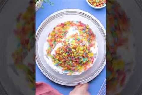 Colorful and tasty Fruity Pebble buttercream frosting