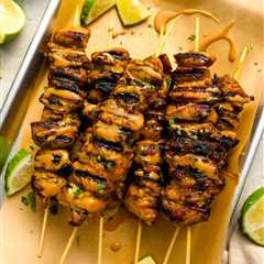 Thai Marinated Grilled Chicken Skewers with Peanut Sauce