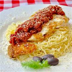 Low Fat Baked Panko Chicken Parmesan with roasted tomato jam.