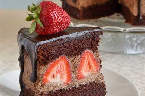 Chocolate Whipped Cream Cake with Strawberries